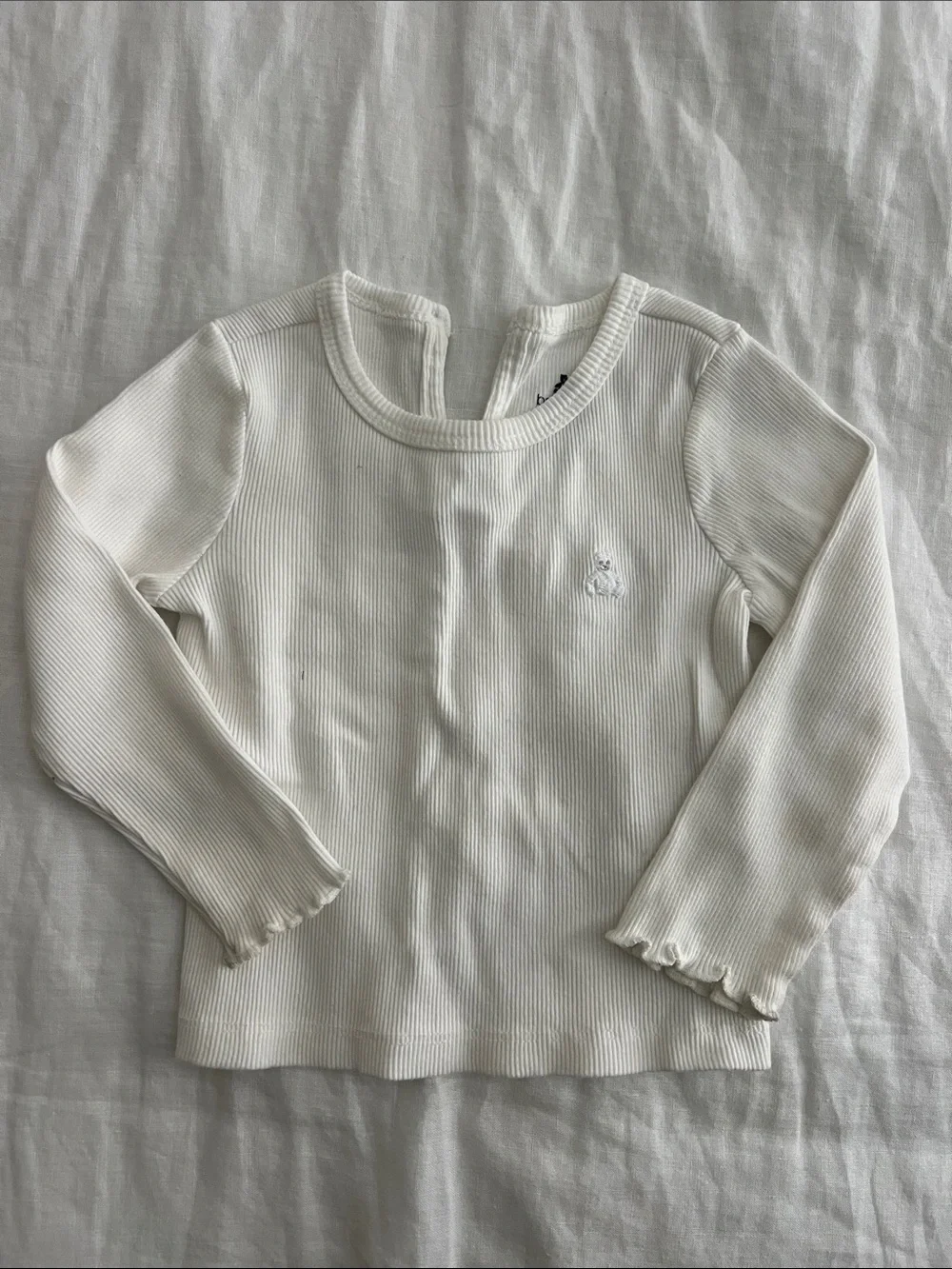 GAP Girls' White Ribbed Long-Sleeve Top